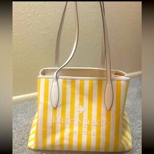 Kate Spade Yellow and White Striped Tote
